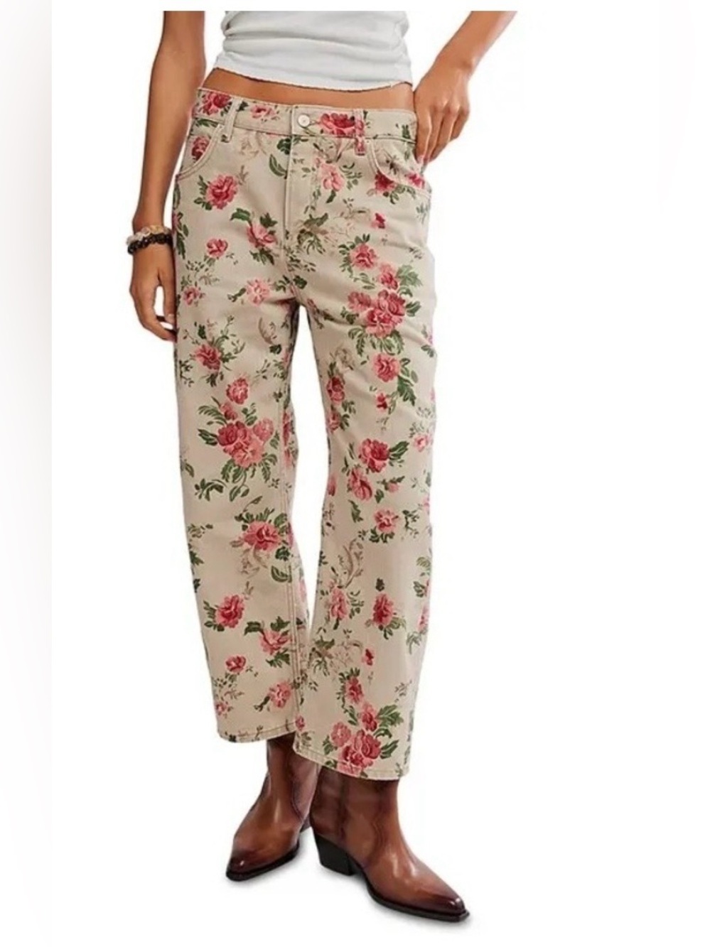 BNWT we the free deep trance floral print boyfriend jeans